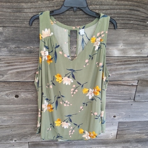 Old Navy Floral Olive Green Blouse Size XL - Picture 1 of 8
